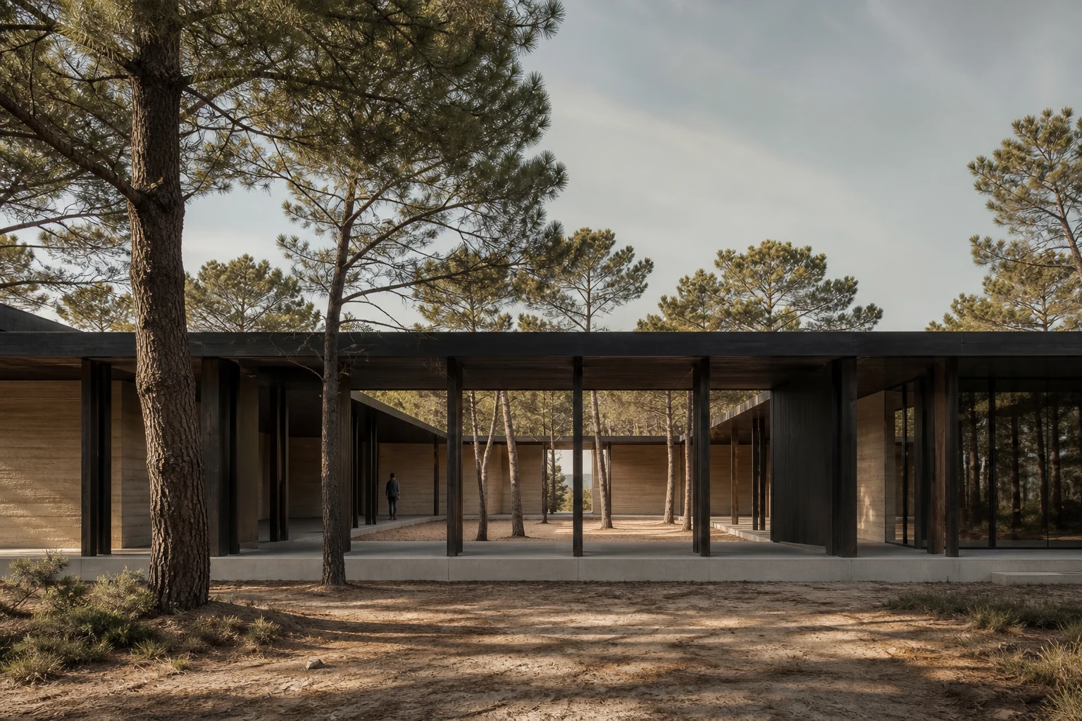 Pavillon Cour des Pins dans une forêt atlantique