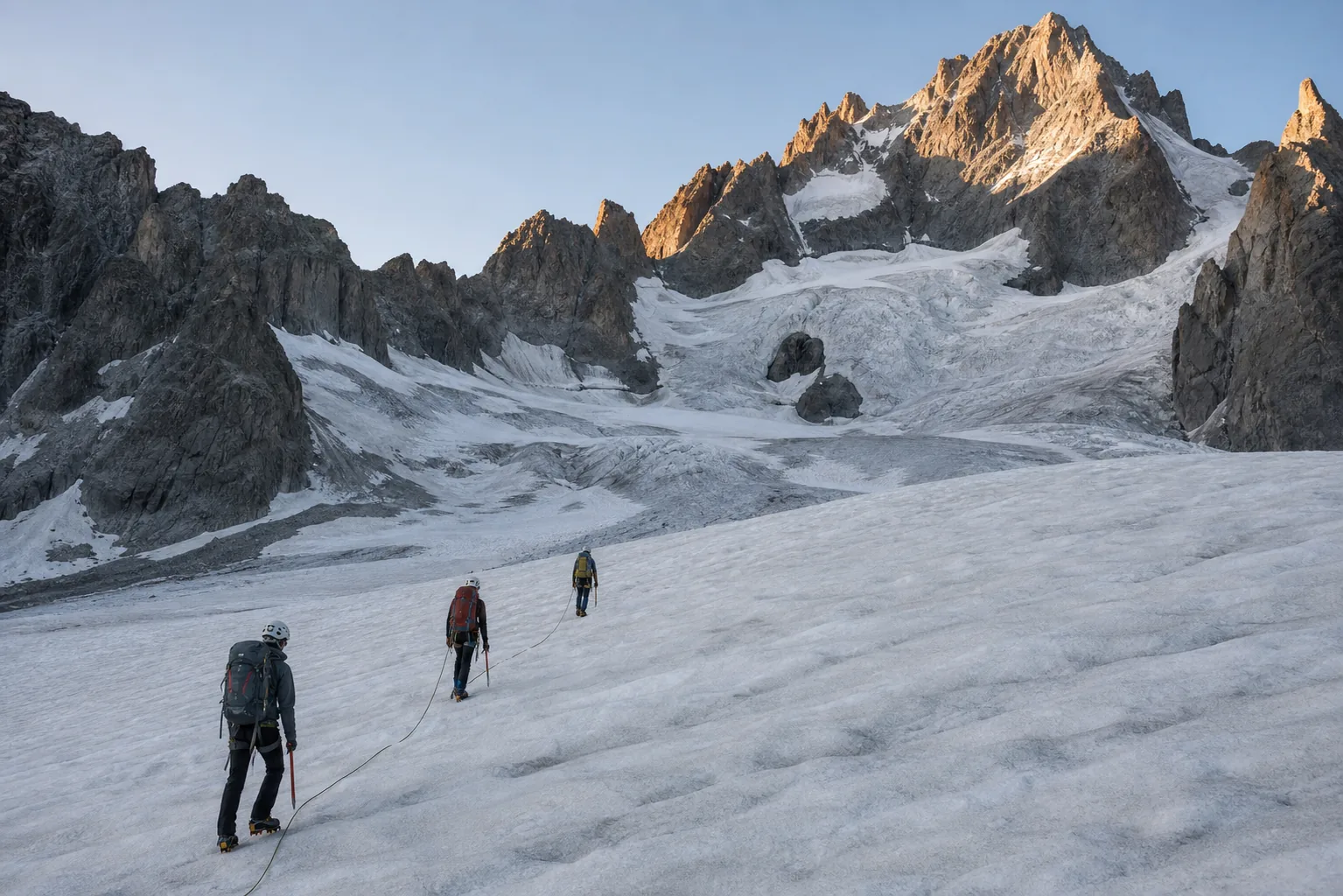 Alpinistes sur le glacier